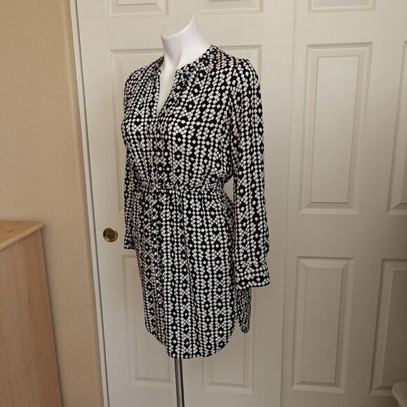 Ann Taylor LOFT diamond print tie waist shirt dress sz SP - Picture 4 of 10